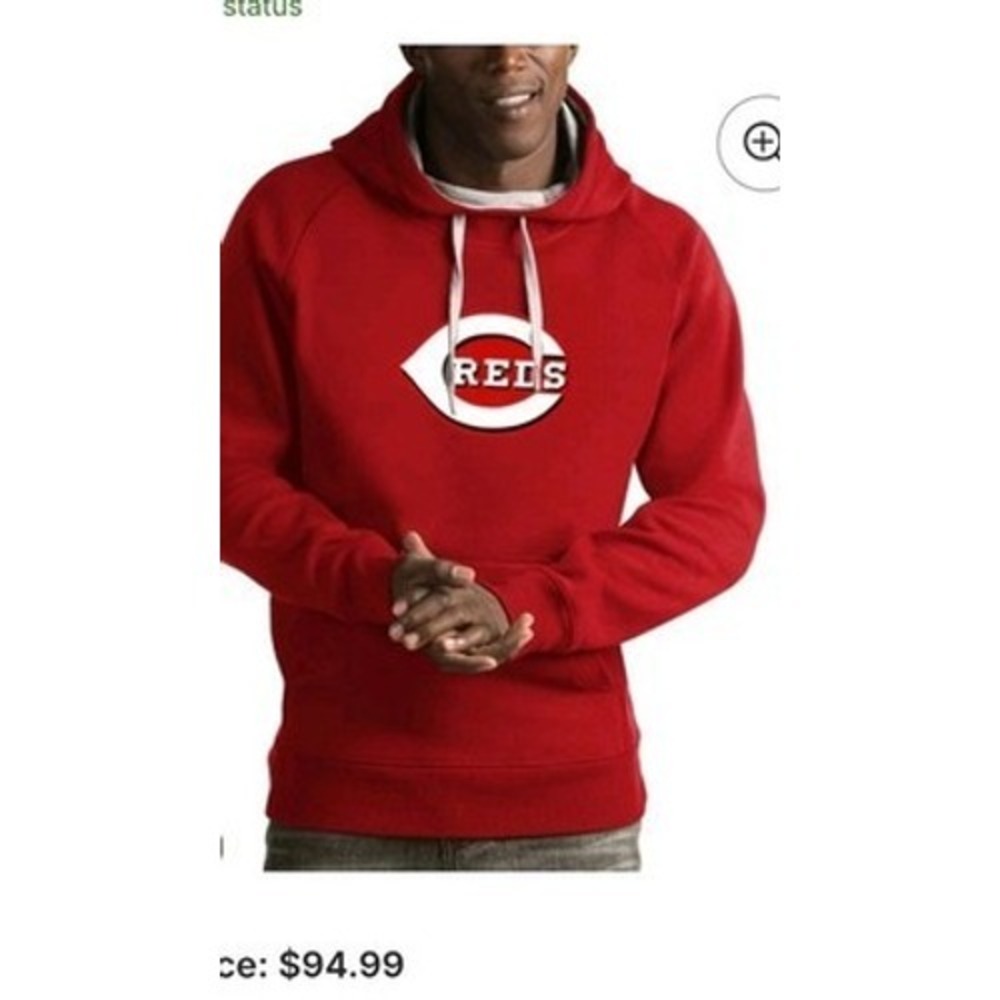 Men's Antigua Red Cincinnati Reds Victory Pullover Hoodie Size Large Fanatics